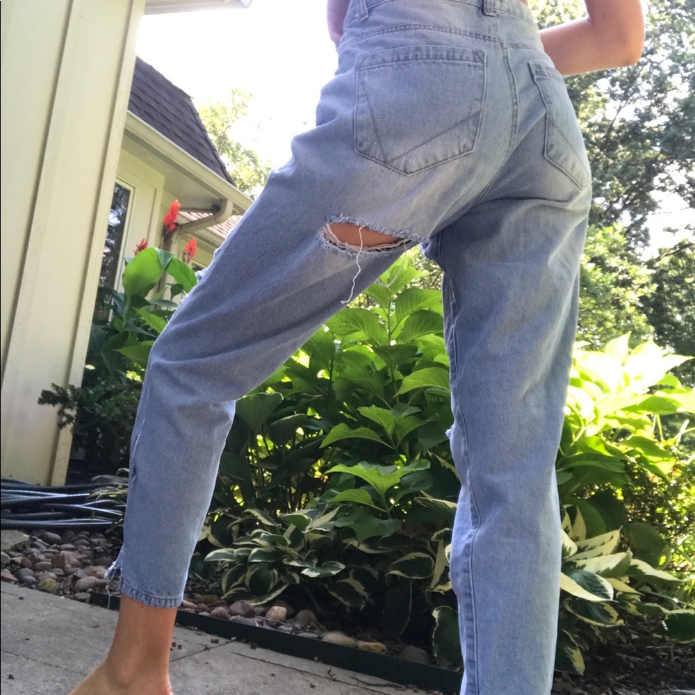 Ripped light wash boyfriend jeans